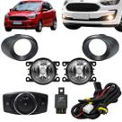Kit Completo Farol De Milha Neblina Auxiliar Ford Ka 2015 A 2018 Com Grade Preta Modelo Original