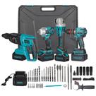Kit Completo Ferramentas 4 em 1 Martelete + Esmerilhadeira angular + Parafusadeira + Chave de Impacto a Bateria 21V 3000 Kit Completo Ferramentas 4 em 1 Martelete + Esmerilhadeira angular + Parafusadeira + Chave de Impacto a Bateria 21V 3000