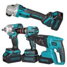 Kit Completo Ferramentas 4 em 1 Martelete + Esmerilhadeira angular + Parafusadeira + Chave de Impacto a Bateria 21V 3000
