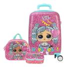 Kit Completo Mala Malinha Bordo Menina Escolar Lol 4 Rodinha