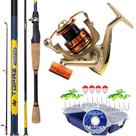 Kit Completo Molinete 4000 Vara de Carbono Estojo Isca Anzol