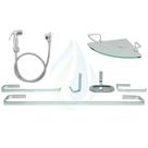 KIT COMPLETO PARA BANHEIRO 1 Porta Shampoo Canto + 1 Kit Acessórios QUADRADO + 1 Ducha Higiênica Abs Cromado Cód. 1879