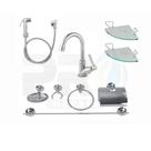 KIT COMPLETO PARA BANHEIRO 1 Torneira 1198 C-66 Abs Cromado + 2 Porta Shampoo Canto + 1 Kit Acessórios + 1 Ducha Higiê