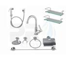 KIT COMPLETO PARA BANHEIRO 1 Torneira 1198 C-66 Abs Cromado + 2 Porta Shampoo Reto + 1 Kit Acessórios + 1 Ducha Higiên