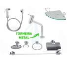 KIT COMPLETO PARA BANHEIRO 1 Torneira Link 3040 + 1 Porta Shampoo Canto + 1 Kit Acessórios + 1 Ducha Higiênica Abs Cro KIT COMPLETO PARA BANHEIRO 1 Torneira Link 3040 + 1 Porta Shampoo Canto + 1 Kit Acessórios + 1 Ducha Higiênica Abs Cro