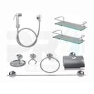 KIT COMPLETO PARA BANHEIRO 2 Porta Shampoo Reto + 1 Kit Acessórios + 1 Ducha Higiênica Abs Cromado C.1022