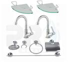 KIT COMPLETO PARA BANHEIRO 2 Torneira 1198 C-66 Abs Cromado + 2 Porta Shampoo Canto + 1 Kit Acessórios C.1026 KIT COMPLETO PARA BANHEIRO 2 Torneira 1198 C-66 Abs Cromado + 2 Porta Shampoo Canto + 1 Kit Acessórios C.1026