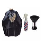 Kit Completo Para Barbeiro Cabeleireiro Capa Para Corte Espanador Bolinha e Borrifador Pole Listrado