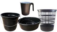 Kit Completo para Casa com Balde 5L, Bacia 6,5L, Cesto Telado 10L e Jarra 1,8L com Tampa