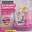 Kit Completo para Filhote Caminha com Zíper Lavável Tapete Higiênico Mordedor Coberta Pet Pequeno Médio