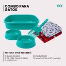 Kit Completo para Gatos com Caixa de Areia Comedouro Bebedouro Pá e 2 Mantas