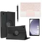 Kit completo para Tab Galaxy Sansung A9 11 Capa Giratória + Teclado Touchpad Rosa + Pelicula Vidro