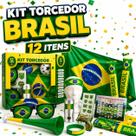Kit completo para torcedor brasileiro com 12 itens para a Copa do Mundo e festa de futebol