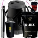Kit Completo Tereré Garrafa Pávia + Black Erva Mate + Copo Térmico de Alumínio + Bomba Inox Mola
