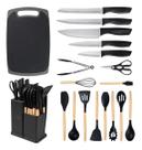 Kit Completo Utensílios De Cozinha Silicone Facas 19 Peças