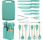 Kit Completo Utensílios De Cozinha Silicone Facas 19 Peças