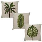 Kit Composê 3 Capas para Almofada 43x43cm Linho Folhagens Dud Almofadas Kit Composê 3 Capas para Almofada 43x43cm Linho Folhagens Dud Almofadas
