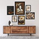 Kit Composição 6 Quadros Decorativos Temáticos Café - com vidro