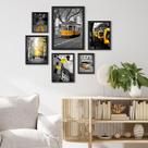 Kit Composição 6 Quadros Fotografias Cidades Amarelo e preto Kit Composição 6 Quadros Fotografias Cidades Amarelo e preto