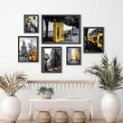 Kit Composição 6 Quadros Fotos Cidades Amarelo Kit Composição 6 Quadros Fotos Cidades Amarelo