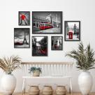 Kit Composição 6 Quadros Fotos Cidades Vermelha Kit Composição 6 Quadros Fotos Cidades Vermelha