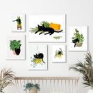Kit Composição 6 Quadros Gatinho ComPlantas - com vidro