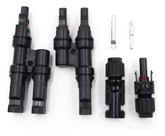 Kit Conector Mc4 T2 2x1 Vias + Par Mc4 Simples Painel Solar