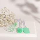 Kit Confeiteiro 3 Peças Pincel Espátula e Fue Batedor de Claras para Cozinha em Silicone e Acrílico