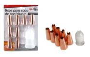 Kit Confeiteiro com 8 Bicos Diferentes de Metal Rose Gold + Adaptador Universal para Saco de Confeitar Kit Confeiteiro com 8 Bicos Diferentes de Metal Rose Gold + Adaptador Universal para Saco de Confeitar