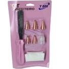 Kit Confeiteiro COntendo 1 Saco 5 Bicos De Metal 1 Espátula