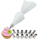 Kit Confeiteiro Saco de Creme Reutilizável + 12 Bicos para Decoração Artesanal de Bolos e Doces