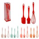 Kit Confeiteiro Silicone Batedor De Clara Espatula e Pincel