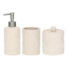 Kit Conj 3 Peças Banheiro Poliresina Dispenser Porta Sabonete Copo Porta Escova Pote Porta Algodão