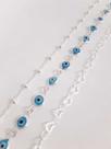 Kit Conj. 3 Pulseira Bolinha Coração Olho Grego Prata 925
