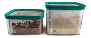 Kit Conjunto 02 Potes Herméticos Mantimentos Arroz Feijão