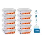 Kit Conjunto 10 Potes Vidro Hermético Marmita com Tampa 370ml