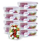 Kit Conjunto 10 Potes Vidro Hermético Tampa Plástico Marmita Mantimentos 640ml