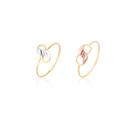 Kit Conjunto 2 Anéis Infinito Ouro 18k Puro Rosé Branco