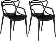 kIT Conjunto 2 Cadeiras Allegra Polipropileno Encosto Moderna para Sala de Jantar Cozinha Bar
