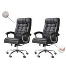 Kit Conjunto 2 Cadeiras De Escritório Presidente Alta Big Molas Ensacadas Pillow Top Preta Giratória Regulável Linha Office Base Cromada