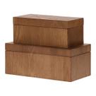 Kit Conjunto 2 Caixas Decorativas Em Madeira Porta Joias Com Tampa Design Rústico E Natural