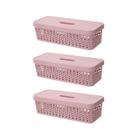 Kit Conjunto 3 Caixa Com Tampa 3,6 Litros Multiuso Empilhável Organizador Lavanderia Prático Versátil Decorativo