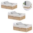 Kit Conjunto 3 Cestos Decorativos Organizadores Em Fibra Natural Com Forro De Algodão Removível Kit Conjunto 3 Cestos Decorativos Organizadores Em Fibra Natural Com Forro De Algodão Removível
