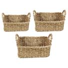 Kit Conjunto 3 Cestos Organizadores Decorativos Retangulares Com Alça Em Fibra Natural Seagrass