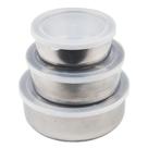 Kit Conjunto 3 Potes Inox com Tampa Plástica