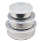 Kit Conjunto 3 Potes Inox com Tampa Plástica