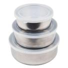 Kit Conjunto 3 Potes Inox Com Tampa Plástica