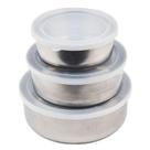 Kit Conjunto 3 Potes Inox Com Tampa Plástica