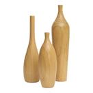 Kit Conjunto 3 Vasos Decorativos Em Madeira Design Natural Minimalista
