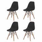 Kit Conjunto 4 Cadeiras De Jantar Sala Cozinha Eiffel Eames Preta Base Madeira